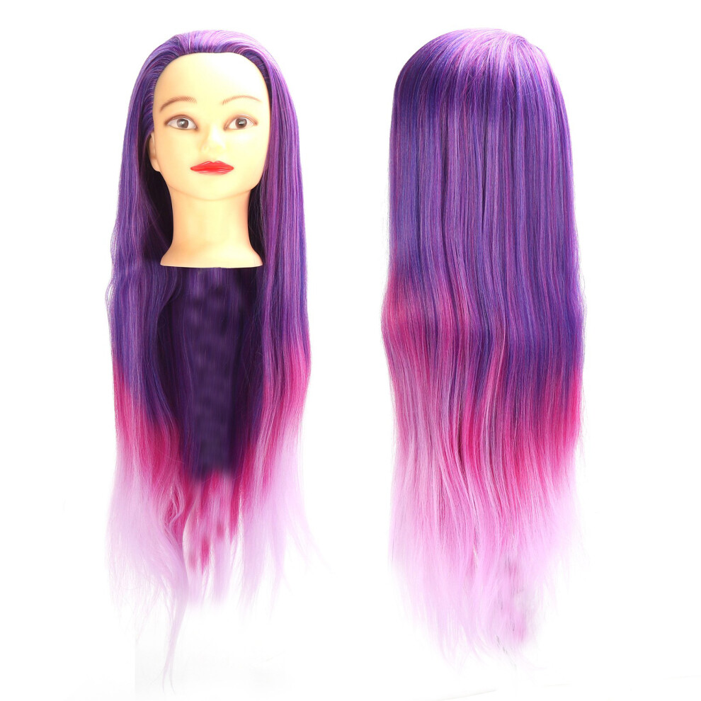 Purple Pink Gradient Mannequin Head for Hairdressing Practice