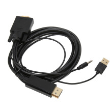 VGA to DP Converter Cable with Power, Audio, ABS & Metal, Desktop & Laptop