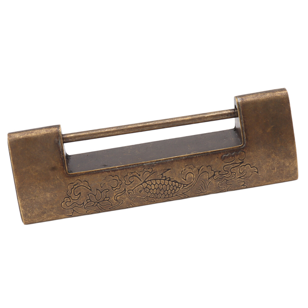 Small Bronze Lock 5.9Cm Spacing Antique Fish Style Lock Chinese Lock 6941370352624