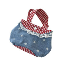 Cute Jeans Handbag Sweet Korean Design Large-Deep Blue Stars