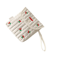 Cute Cartoon Embroidered Bows Menstrual Pouch-Little cherry