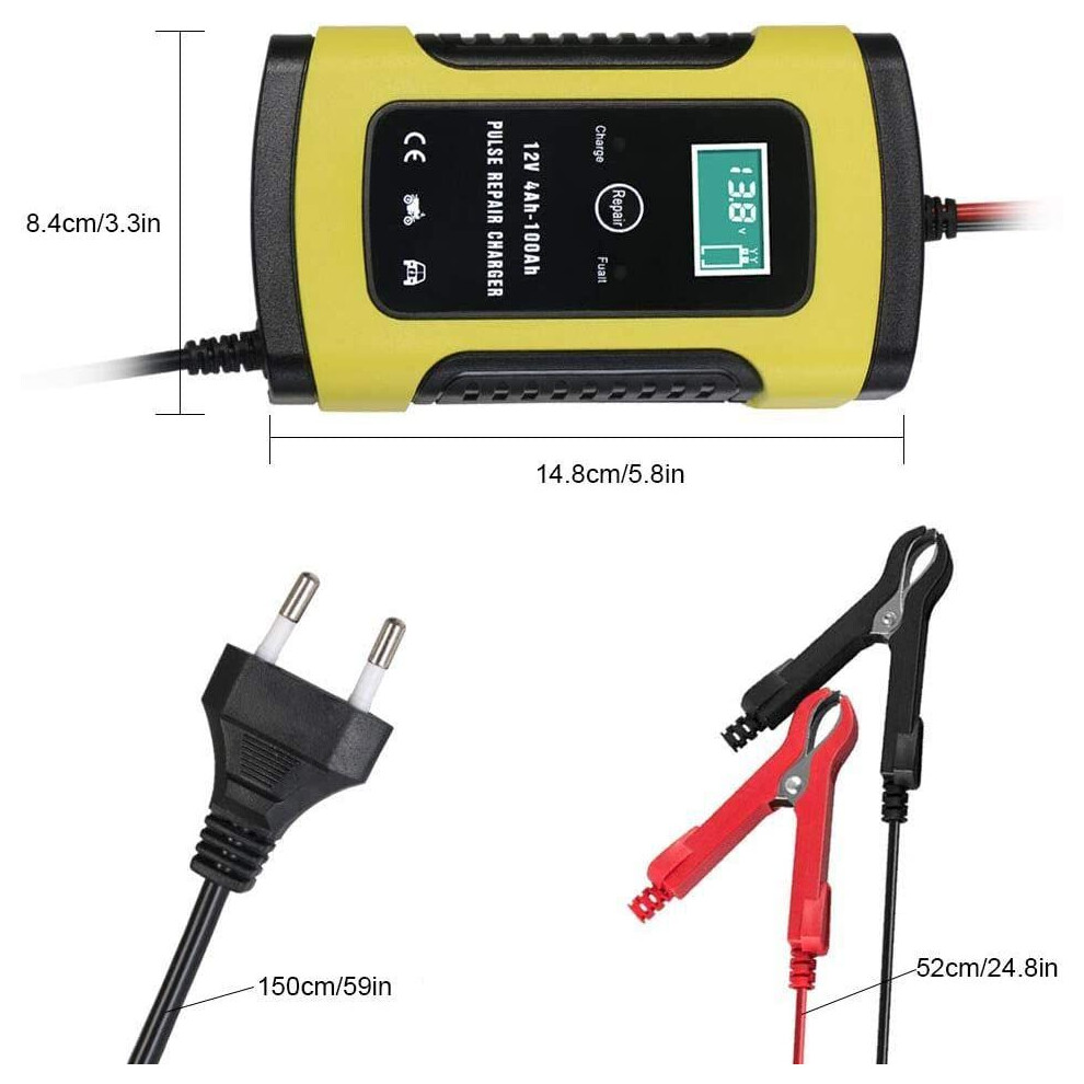 Advanced Battery Maintainer, 12V 6A Intelligent Charger For Cars, Motorcycles, Lawn Mowers, And Boats, With Pulse Repair Function And Undervoltage 9169997171436