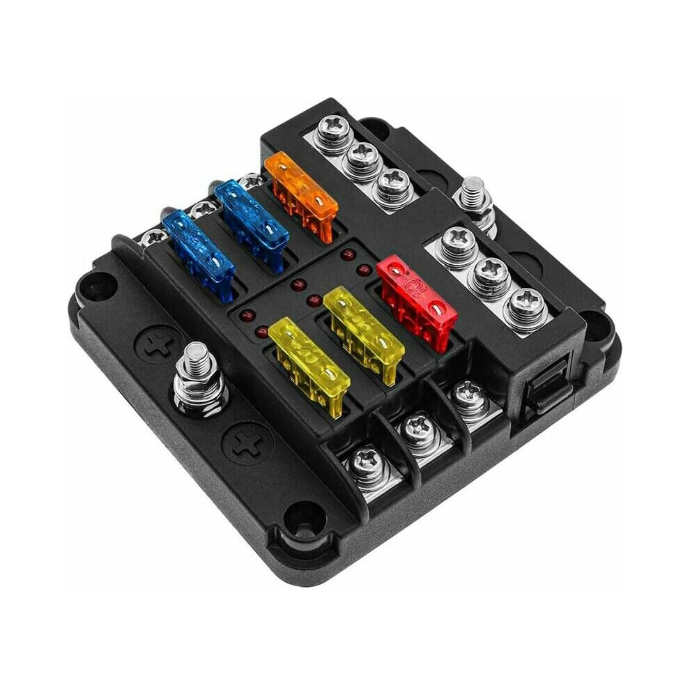 Quick Fix Fuse Block For Car Boat Rv, Universal Protection With Led Warning Indicator Water Resistant Cover Optimum Conductivity For Atc/Ato Fuses, 9173940299917