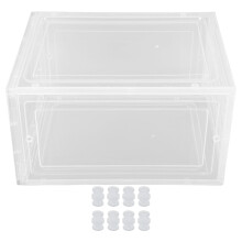 Dust Free Storage Box for Shoes, Clear Plastic Shoe Organizer with Interlocking Design and Easy Carrying Handles for Stackable Shoe Box Arrangement