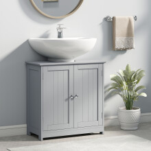 kleankin 60x60cm Under-Sink Storage Cabinet w/ Adjustable Shelf Drain Hole Grey