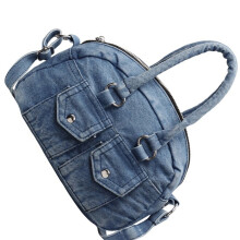 Retro Jeans-schoudertas Multi Pocket Design-Lichtblauw