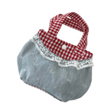 Contemporary Women’s Top Handle Bag Blue Red-Light blue bow