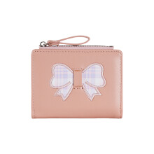 Stylish Short Wallet With Decorative Bows Accent-Light pink