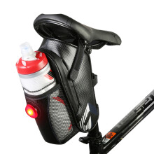 Borsa sottosella per bicicletta regolabile in altezza, borsa sottosella in microfibra di carbonio ad alta sicurezza con luci posteriori super