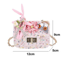 Kinderhandtasche mit elegantem Perlenhenkel, glitzernder Strassverzierung, Mini-Handtasche für kleine Mädchen, verstellbarer Kettenriemen,