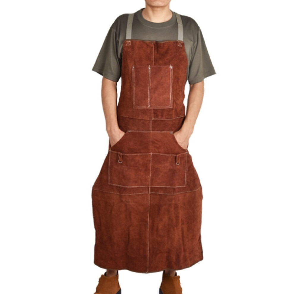 Cowhide Suede Apron, Heavy Duty Cowhide Leather Welder's Protection With Adjustable Fit, For Professional Use In Workshop (Wear-Resistant, 9169997172112