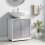 kleankin 60x60cm Under-Sink Storage Cabinet w/ Adjustable Shelf Grey White 1