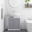 kleankin 60x60cm Under-Sink Storage Cabinet w/ Adjustable Shelf Grey White 7