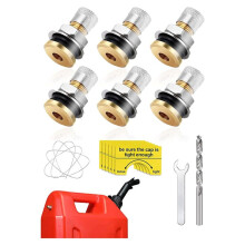 6 Pack Fuel Gas Tank Vent Caps,Leak-Proof Gas Jug Vent Caps Enhances Flow,Metal Gas Can Vent Cap Kit