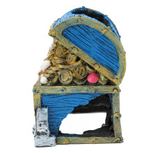 Coffre au trésor en résine pour aquarium, décoration pour aquarium avec poisson bleu, taille 10 cm