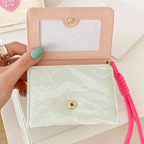 Modern Themed Compact Purse Including Transparent ID-Bee  white 2