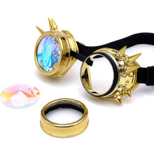 Kaleidoskop-Brille für Rave-Festivals, Kaleidoskop-Linsendesign, Regenbogenkristallgläser, psychedelische Steampunk-Brille mit verstellbarem