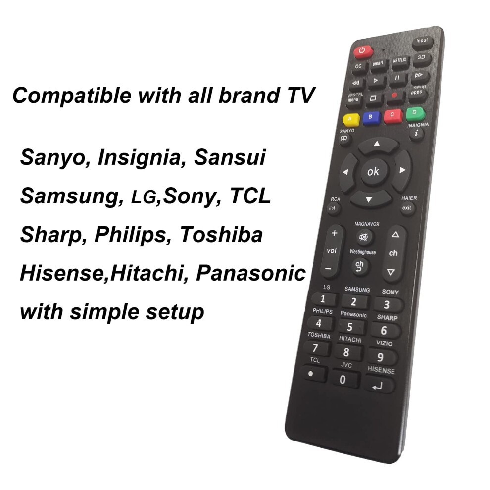 Universal Tv Remote Control For All Leading Brands, Including Easy Setup Methods, Comprehensive Functionality 9169997173508