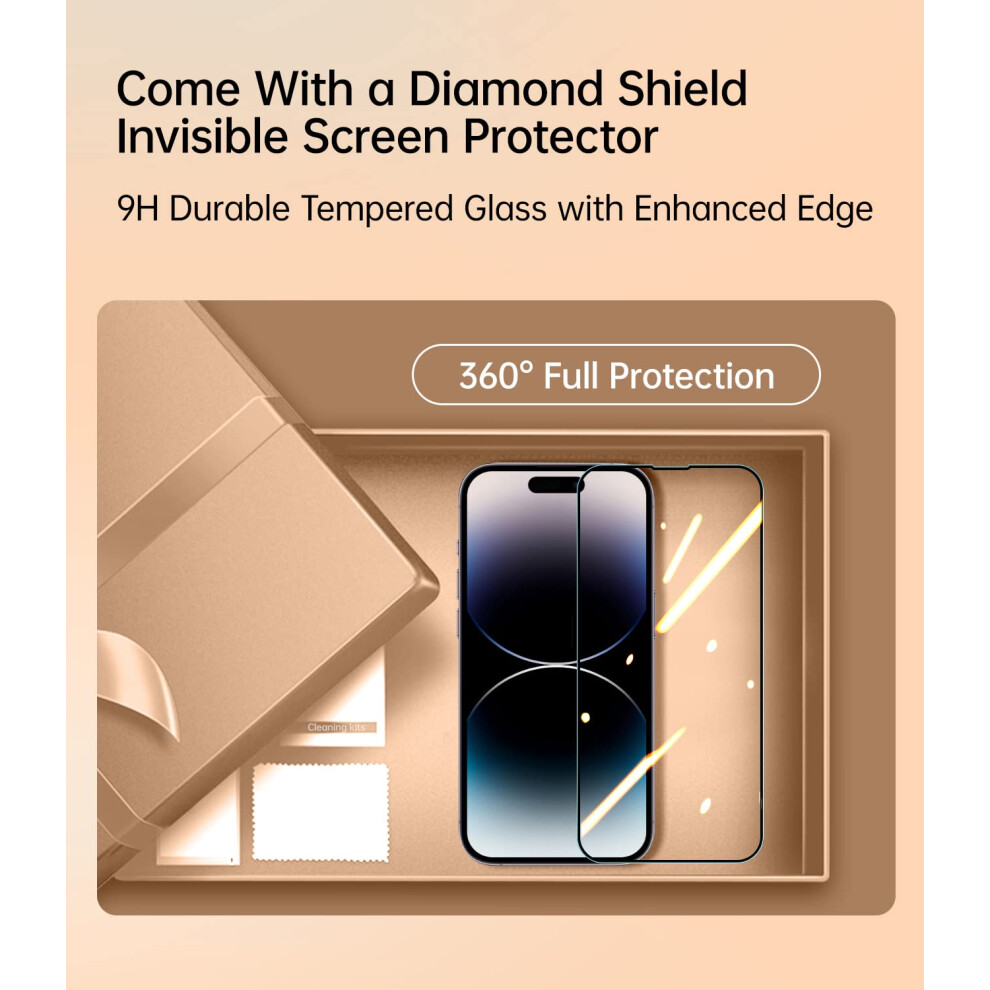 Never Turn Magnetic Clear Case For Iphone 13 Pro Max 6.7 Inch, Shockproof Magsafe Case With Full Camera Lens Protector, Luxury Plating Bling Yellow 9173940327740