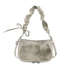 Elegante, tintenfarbene, geraffte Schultertasche mit-1