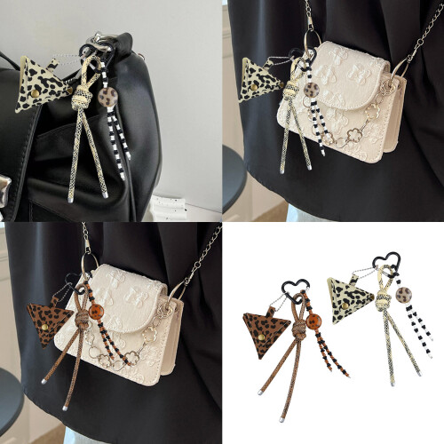 Breloque de sac imprimé léopard perlé, pendentif-Q1743 2 2