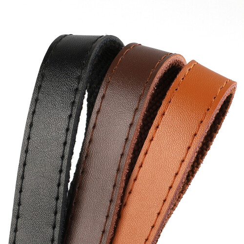 Bandes de sangle en cuir, cordon plat simple face pour-Brun 1