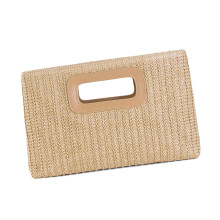 Stroh-Clutch-Geldbörsen mit oberem Griff,-Aprikose
