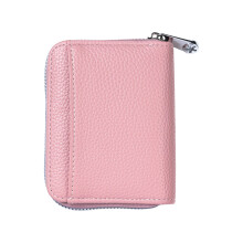 Woman Short Purse Small Wallet with Card Holder PU Leather-Pink
