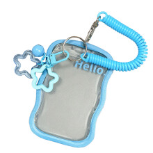 Silicone Photocard Holder,Sweet Credit Card Sleeve Pendant-Blue