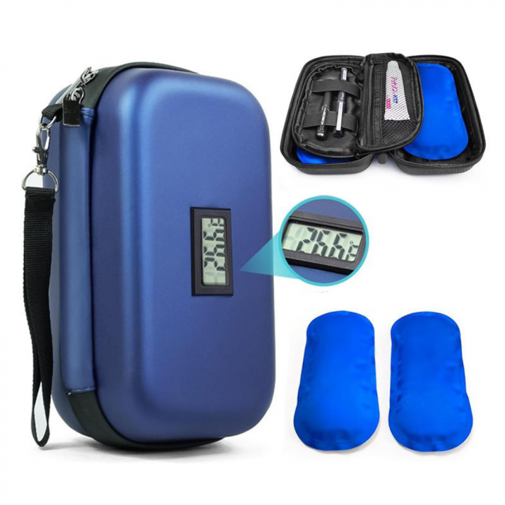 24h Insulin Cooler Travel Case Medication Diabetic Cooler for Travel with Thermometer Temperature Di