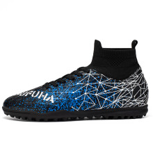 (SKY BLUE, 44) High-top football boots, broken nails, TF and spikes FG unisex styles, 4 colors to choose from, anti-slip and wear-resistant