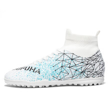 (Ivory, 36) High-top football boots, broken nails, TF and spikes FG unisex styles, 4 colors to choose from, anti-slip and wear-resistant