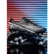 (Silver, 38) High-top football boots, broken nails, TF and spikes FG unisex styles, 4 colors to choose from, anti-slip and wear-resistant