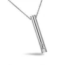 (Silver) Women Men Stress Relief Mindful Breathing Necklace Meditation Relaxation Pendant Chain Tw