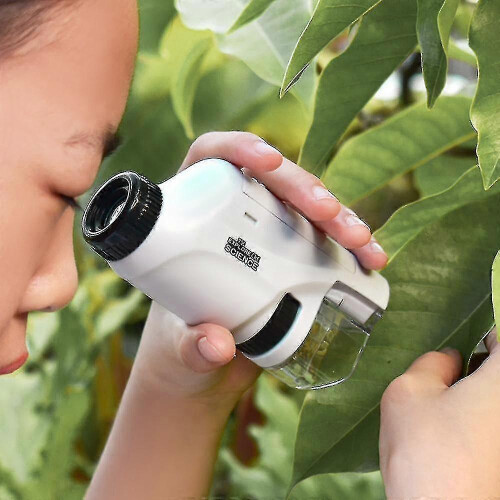 (white) Kid's Portable Pocket Microscope With Adjustable Zoom 60-120x Tw