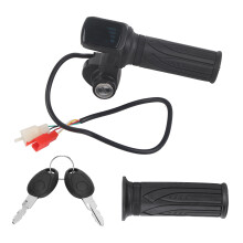 Manopla de guidão para bicicleta elétrica com acelerador, display LED e trava elétrica. Design ergonômico, emborrachada antiderrapante de alta
