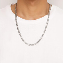 Collana a catena Cuban Link, catena Cuban Link in acciaio inossidabile, struttura a maglie piatte ipoallergenica e confortevole, superficie altamente