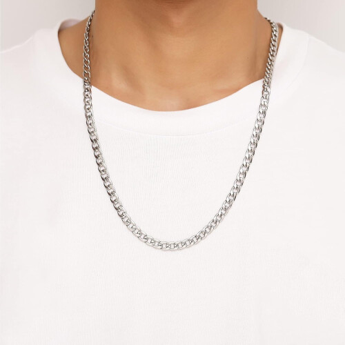 Κολιέ Curb Chain για άνδρες, κουβανέζικη αλυσίδα χωρίς νικέλιο και μόλυβδο, κομμένες 1