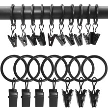 Decorative Drapery Accessories, Wide Application Curtain Rings with Clips, Polished Finish Premium Metal for Heavy Duty Usage in Office, Kitchen,