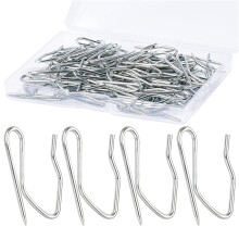 Easy Setup Curtain Hooks, Professional Durability Drapery Hooks For Curtain Tracks And Roman Poles, 58PCS Heavy-Duty Offset Pin-On Curtain Hooks With