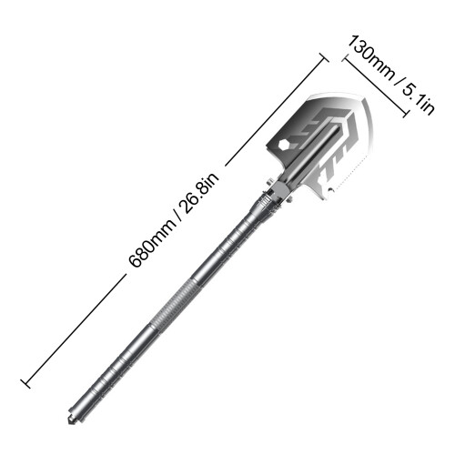 Multitool Klapp-Camping-Schaufel mit Axt, Säge & Schraubenzieher, 68 cm