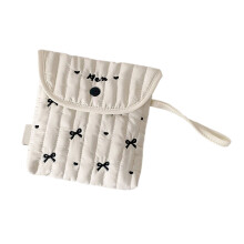 Sac de rangement menstruel pratique en coton-Petit noeud noir