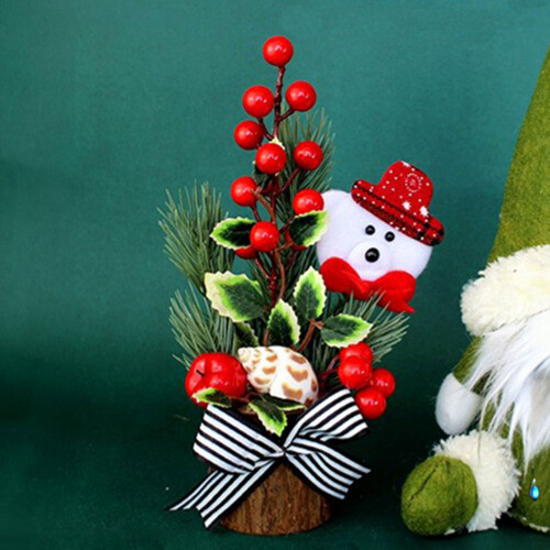 Mini PE Xmas Tree with Red Berries Compact Desktop Xmas Tree for Indoor Decor 2