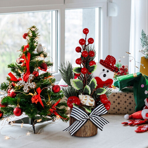 Mini PE Xmas Tree with Red Berries Compact Desktop Xmas Tree for Indoor Decor 1