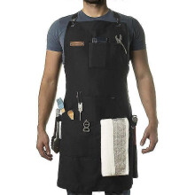 (black) Chef, Bbq And Work Apron With Bottle Opener And Hand Towel - Durable 10oz Cotton Canvas, Brass Hardware And Cross Back Straps - Snngv Tw