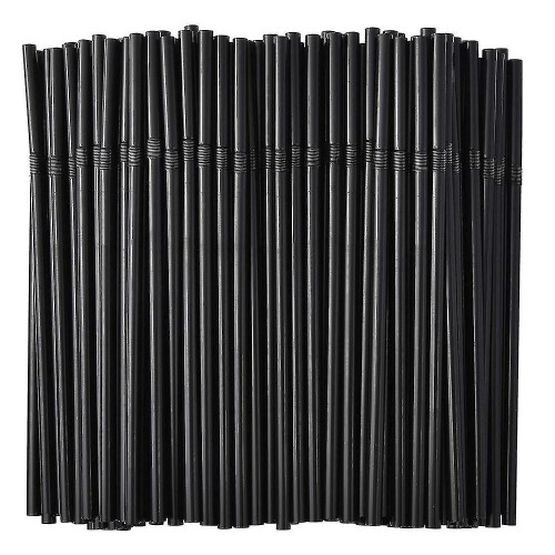 (200 sticks) 500/200/100pcs Flexible Bendy Black Drinking Straws Plastic Disposable Straws Tw