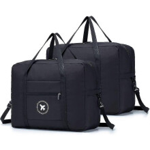 2x Travel Bag 45x36x20 Foldable Gym Shoulder Bag Sports Bag Hand Travel Suitcase 40l Black Tw