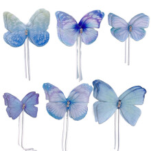 (Blue) Naievear 2 Sets Cake Toppers Butterfly Design Innovative Cake Decoration Polyester Realistic Butterfly Baking Insert Cards For Party Tw