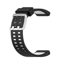 (Black-White) Watch Band Adjustable Sweatproof Silicone Wristband Bracelet Replacement For Polar V800 Tw