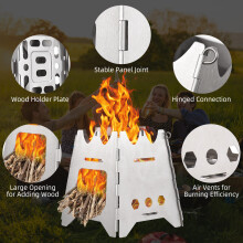 Cuisine de camping portable en acier inoxydable rechargeable pour la cuisson en plein air